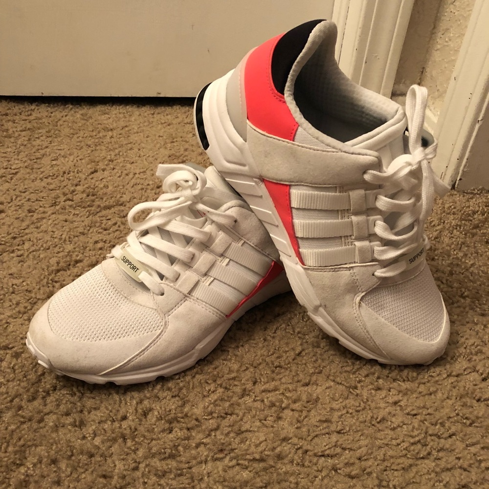 White and Pink Adidas EQT’s